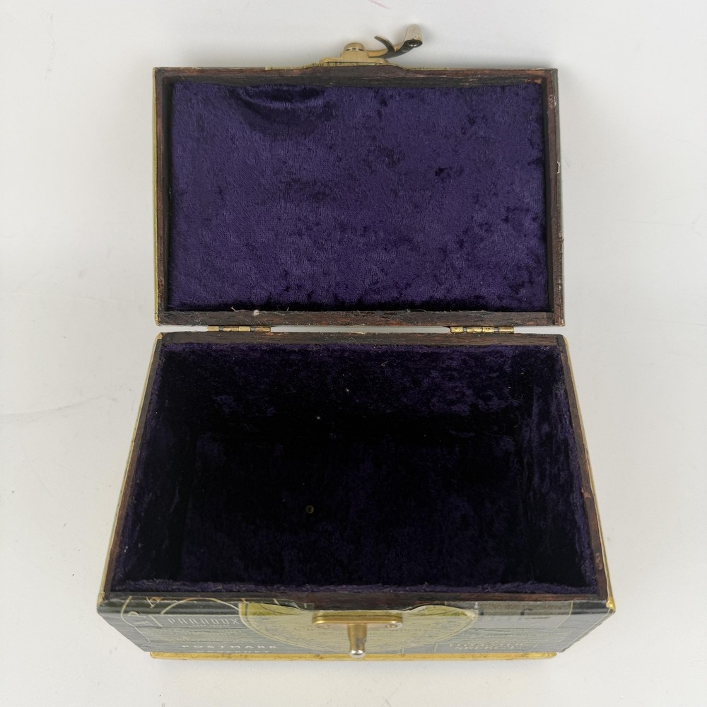 Handmade Wine Label Wooden Box Purse Black Beaded Handle Velvet Lined Small - Picture 6 of 9